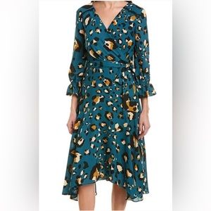 Animal-Print Faux-Wrap Midi Dress